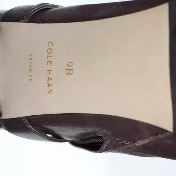 Cole Haan brown leather tall buckle round toe boots - Picture 5 of 5